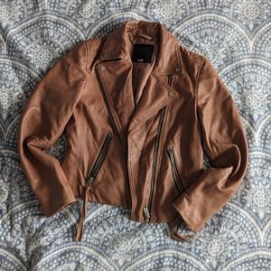 AllSaints Dalby Size 8 Leather Biker Jacket